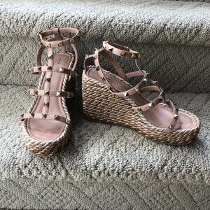Valentino Garavani Rockstud 95mm (3.75 inches) Caged Wedge Sandals